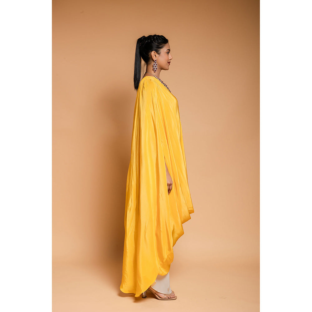 Ellemora Yellow Cowl Drape Top with Palazzo (Set of 2)