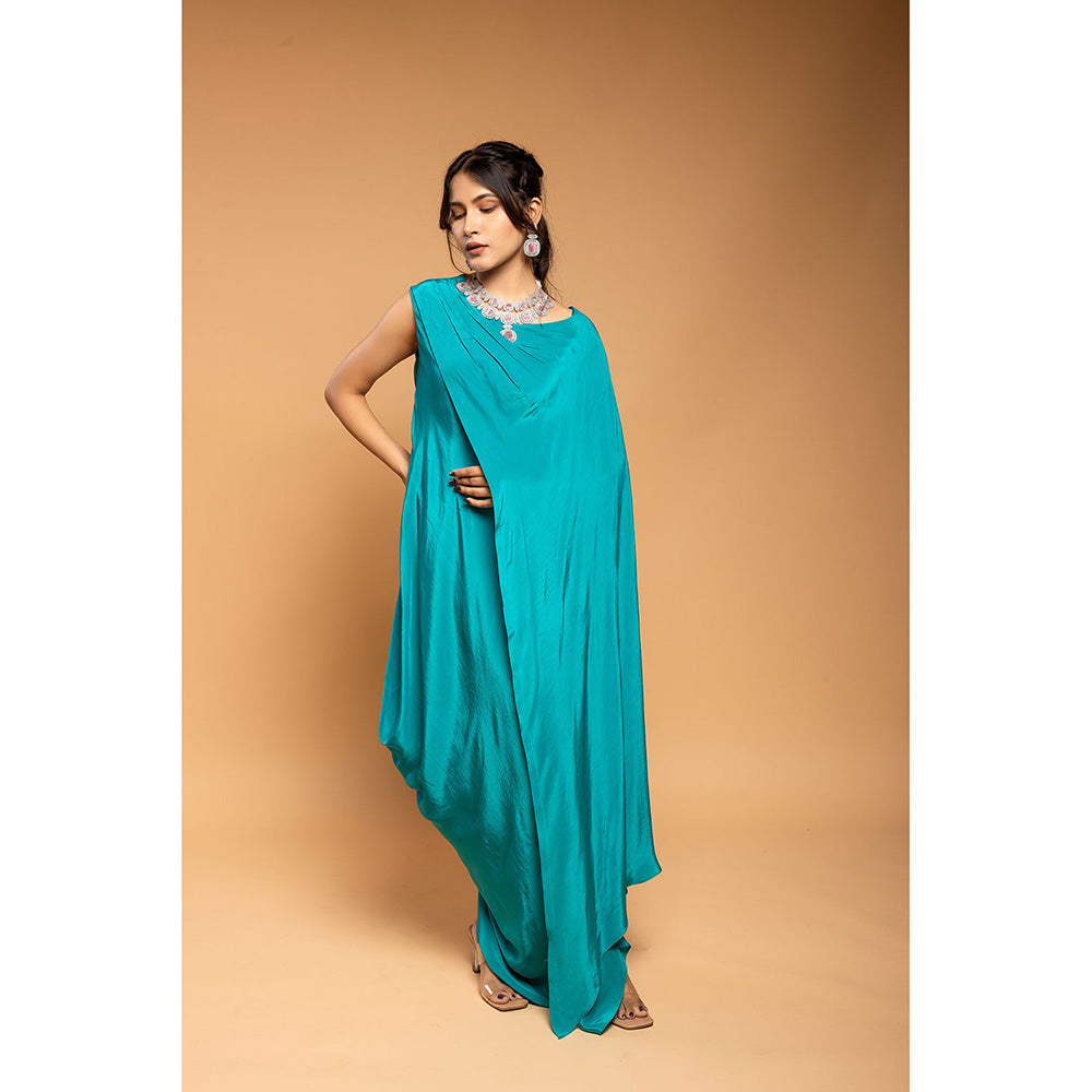 Ellemora Turquoise Cape Attached Dress