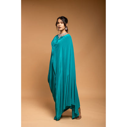 Ellemora Turquoise Cape Attached Dress