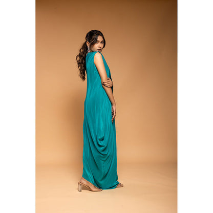 Ellemora Turquoise Cape Attached Dress
