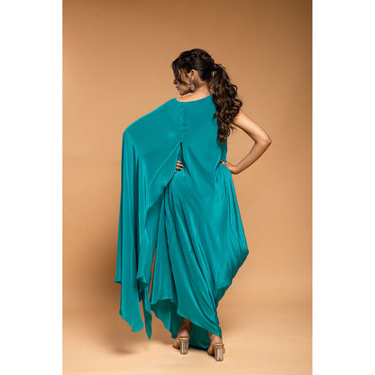 Ellemora Turquoise Cape Attached Dress