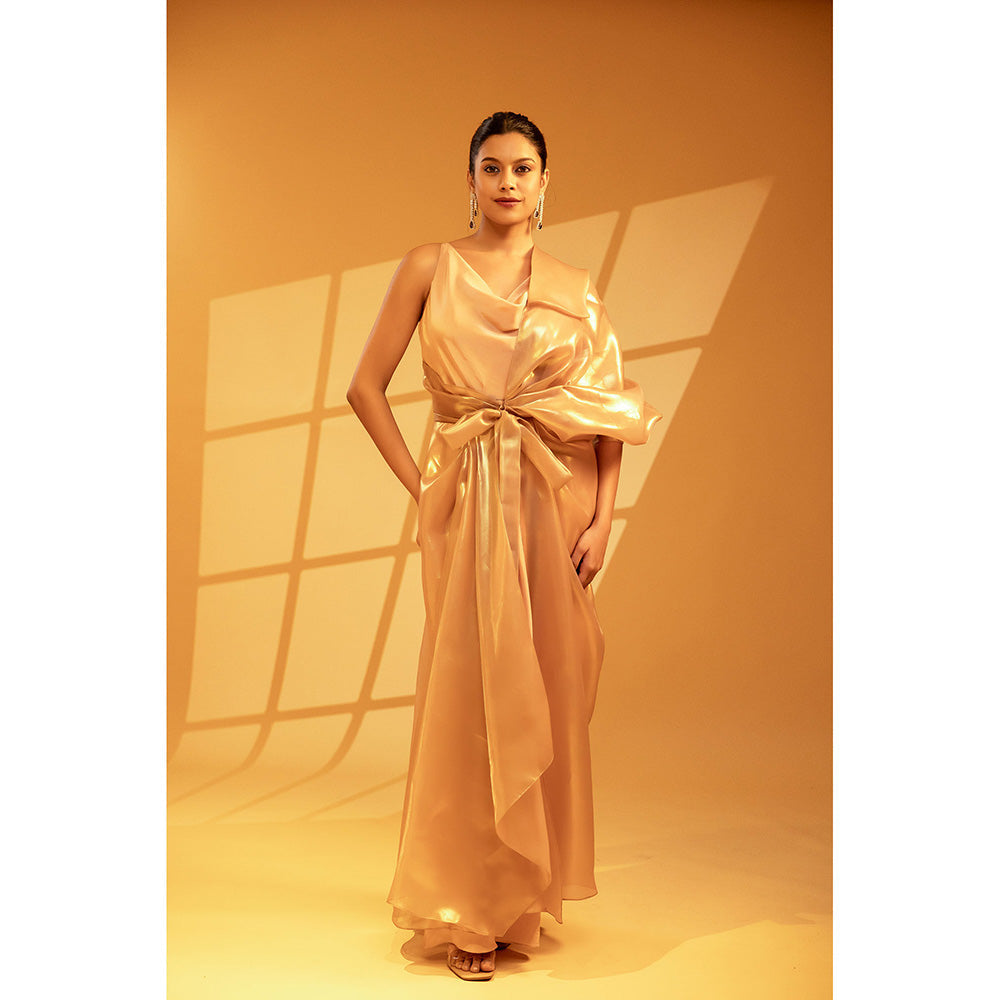 Ellemora Shimmer Beige Maxi Dress