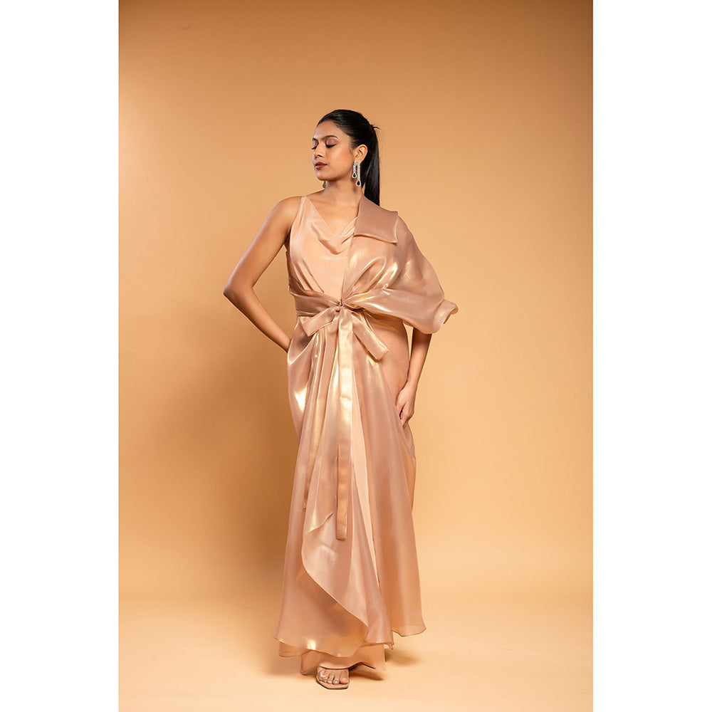 Ellemora Shimmer Beige Maxi Dress