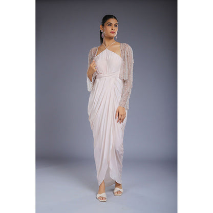 Ellemora White Drape Dress with Jacket (Set of 2)