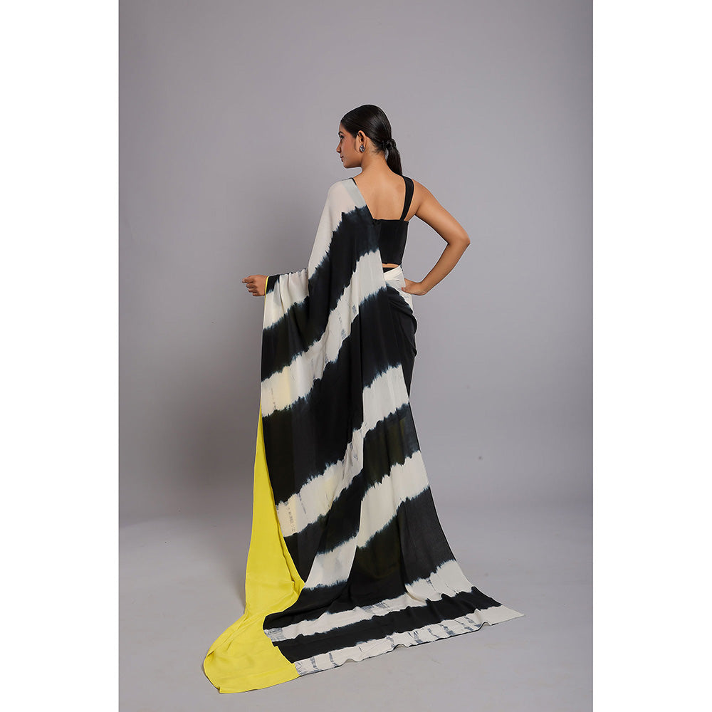 Ellemora Black Elegance Pre-Draped Saree with Stitched Blouse