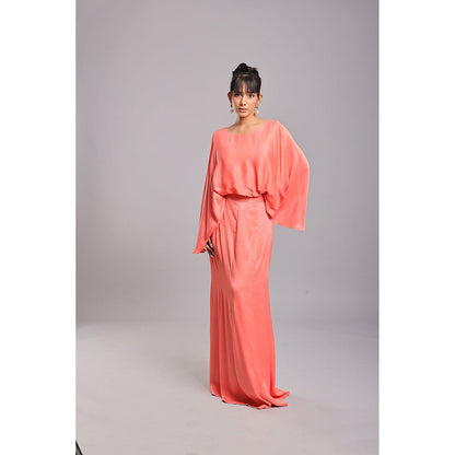 Ellemora Coral Breeze Skirt with Cape Sleeve Top (Set of 2)