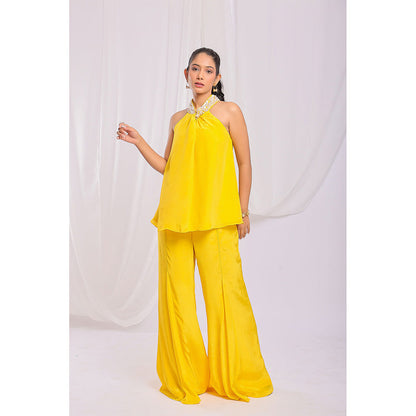 Ellemora Yellow Marigold Majesty Halter Top with Palazzo (Set of 2)