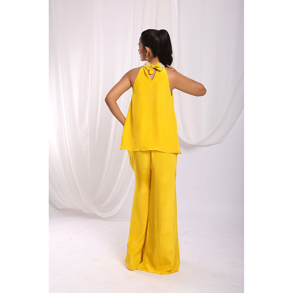 Ellemora Yellow Marigold Majesty Halter Top with Palazzo (Set of 2)