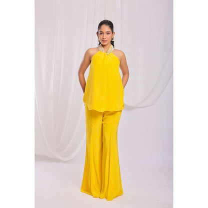 Ellemora Yellow Marigold Majesty Halter Top with Palazzo (Set of 2)
