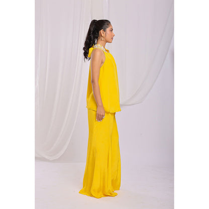 Ellemora Yellow Marigold Majesty Halter Top with Palazzo (Set of 2)