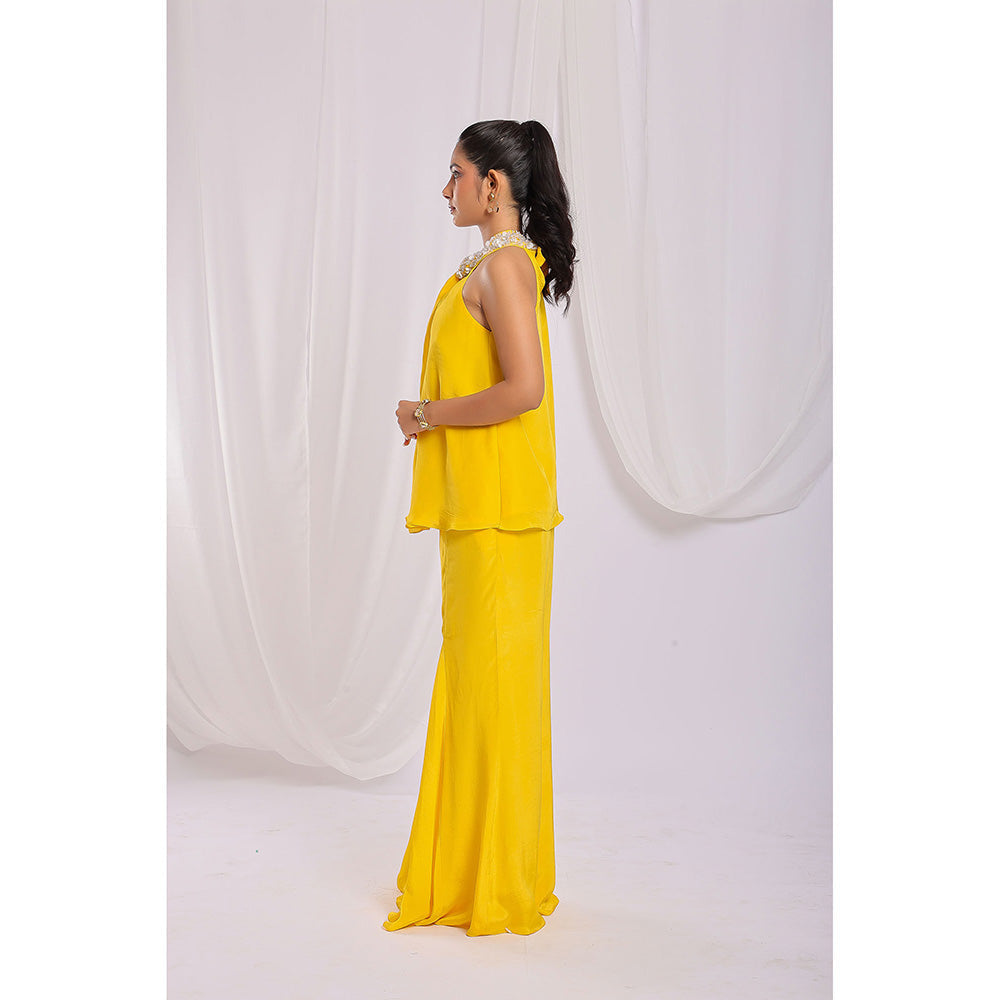 Ellemora Yellow Marigold Majesty Halter Top with Palazzo (Set of 2)