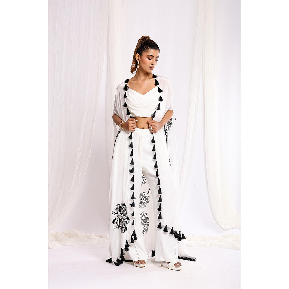 Ellemora White Perfection Crop Top with Pant and Cape (Set of 3)
