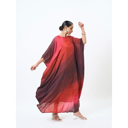 ETAR Red Rime Kaftan Dress