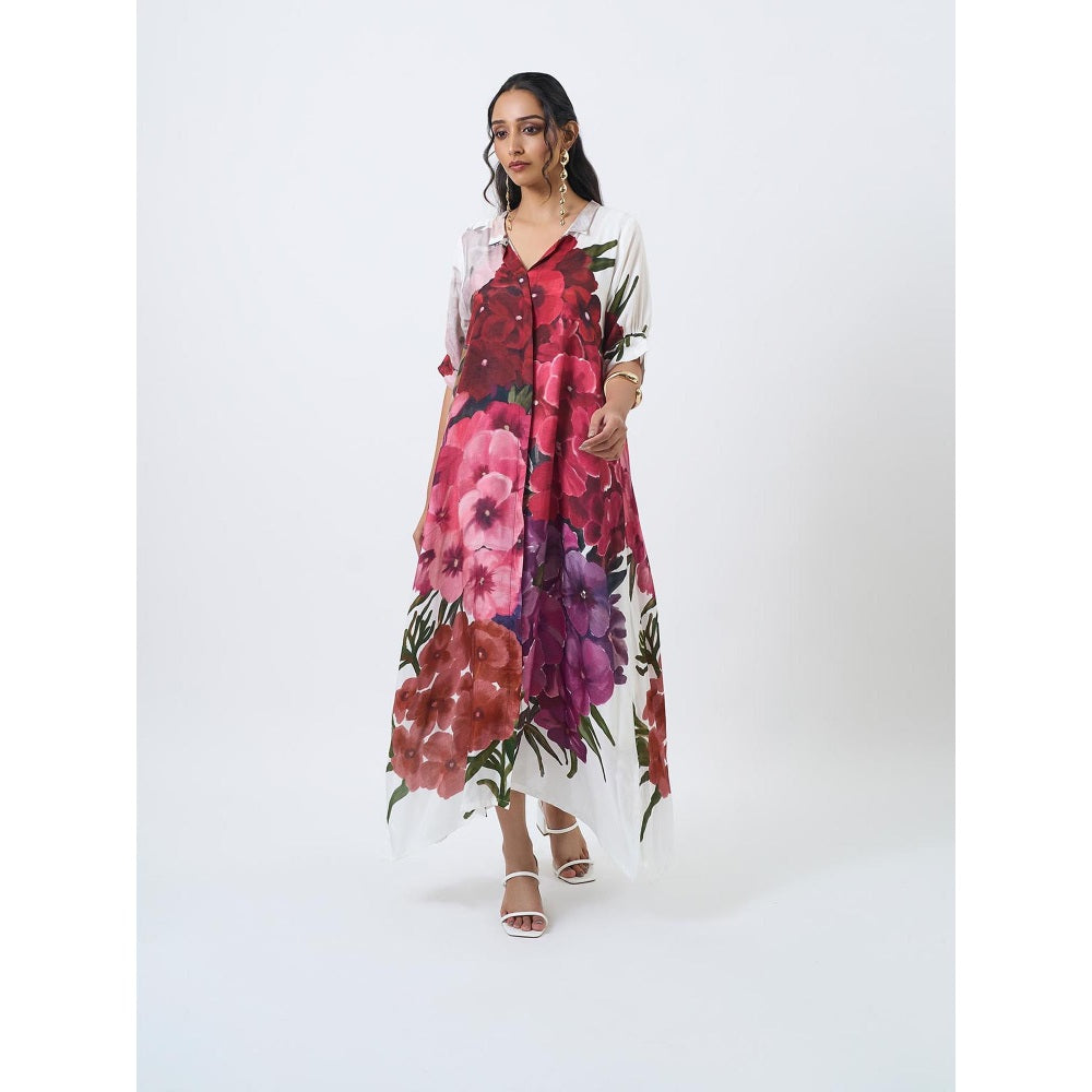 ETAR White Bouquet Dress