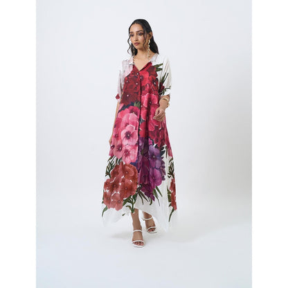 ETAR White Bouquet Dress