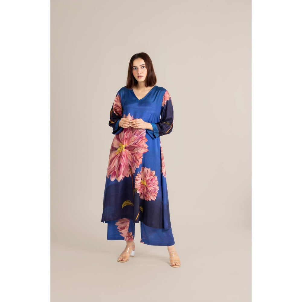 ETAR Blue Water Lily Co-Ord Set