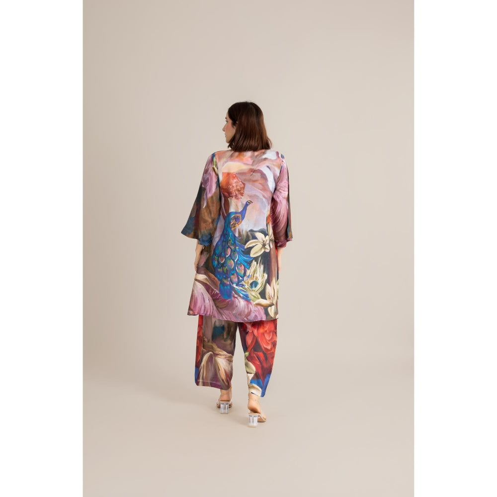 ETAR Multi-Colour Feathered Grace Co-Ord Set
