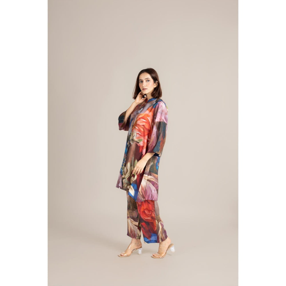 ETAR Multi-Colour Feathered Grace Co-Ord Set