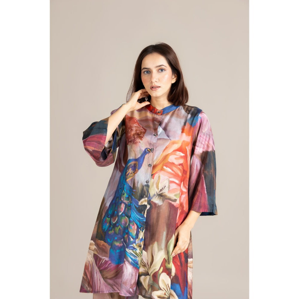 ETAR Multi-Colour Feathered Grace Co-Ord Set