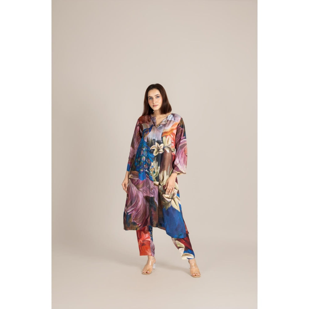 ETAR Multi-Colour Feathered Grace Co-Ord Set