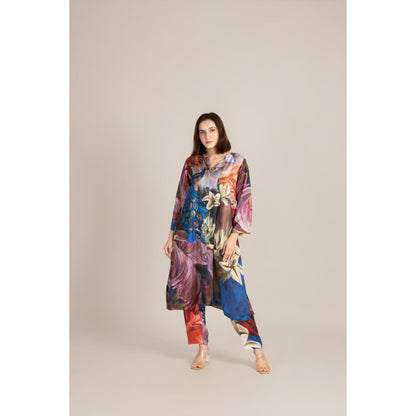 ETAR Multi-Colour Feathered Grace Co-Ord Set