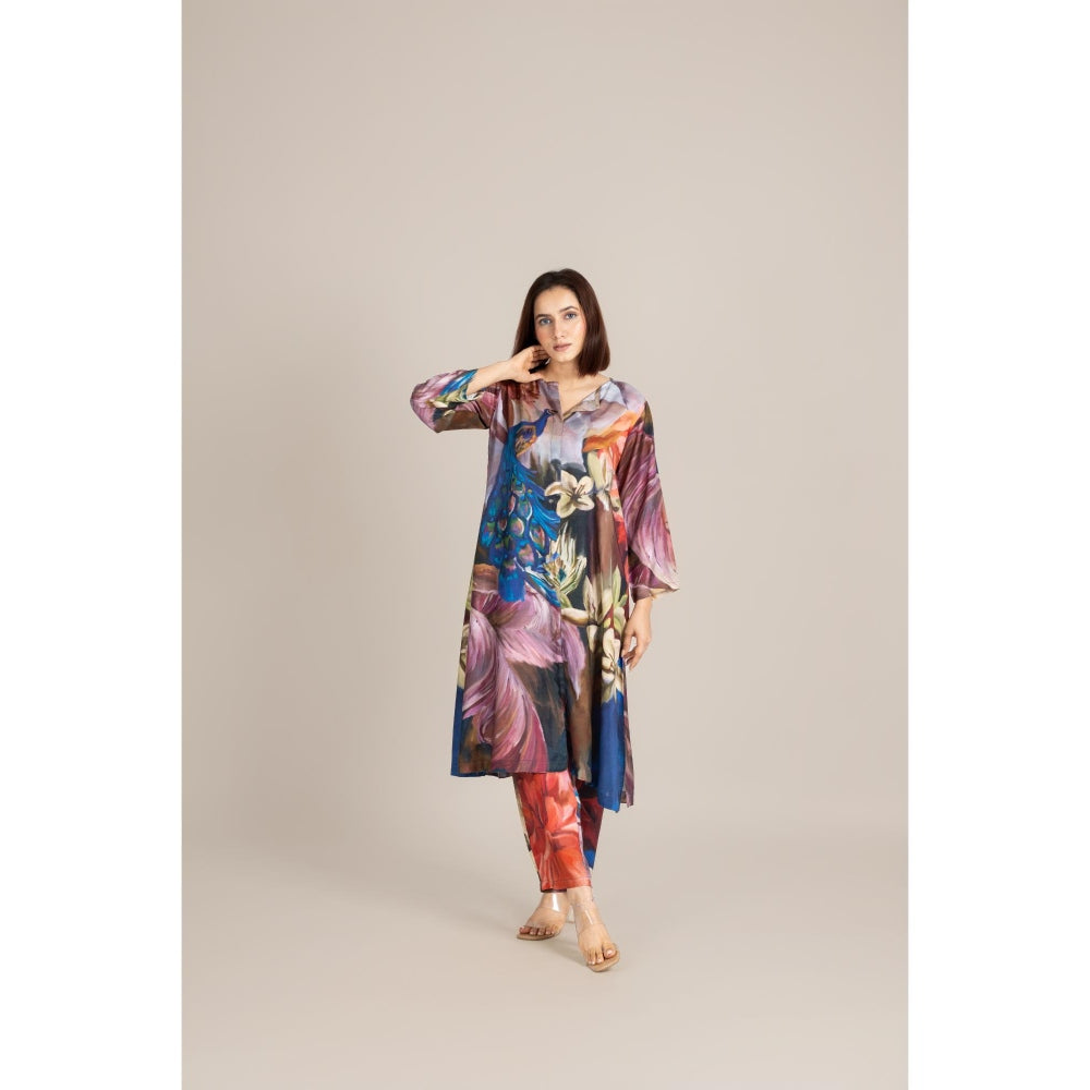 ETAR Multi-Colour Feathered Grace Co-Ord Set
