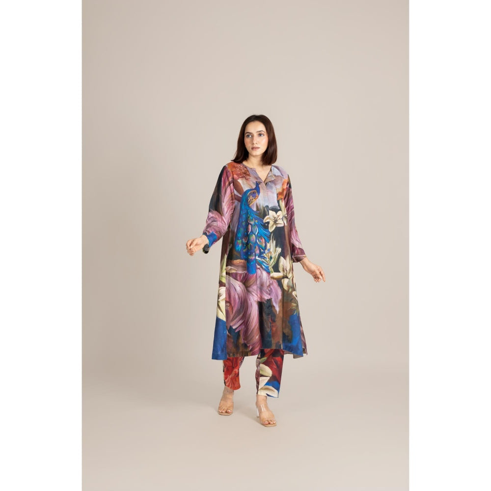 ETAR Multi-Colour Feathered Grace Co-Ord Set