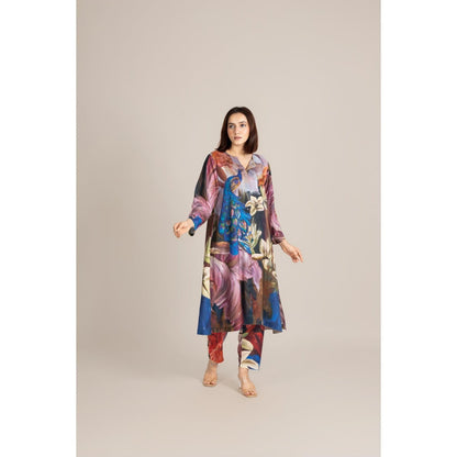ETAR Multi-Colour Feathered Grace Co-Ord Set
