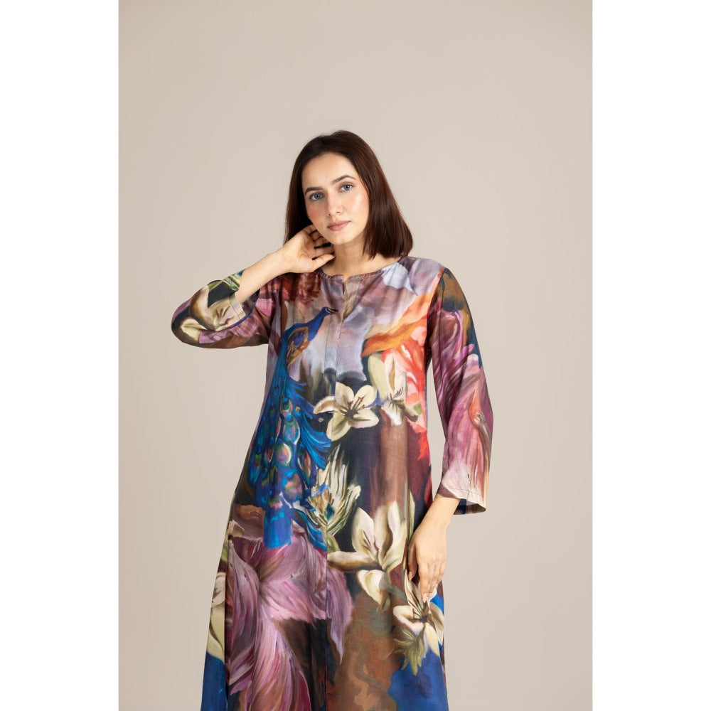 ETAR Multi-Colour Feathered Grace Co-Ord Set