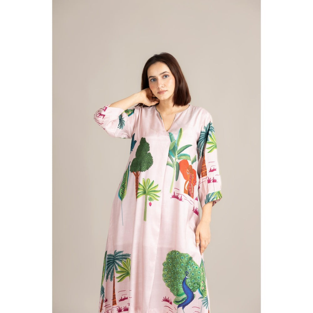 ETAR White Blush Veli Kurta with Palazzo