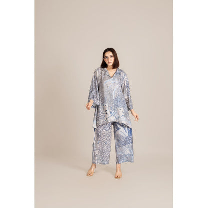 ETAR Blue Pichwai Print Co-Ord Set