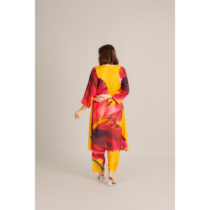ETAR Yellow Sun Petal Placket Co-Ord Set