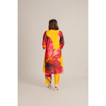 ETAR Yellow Sun Petal Placket Co-Ord Set