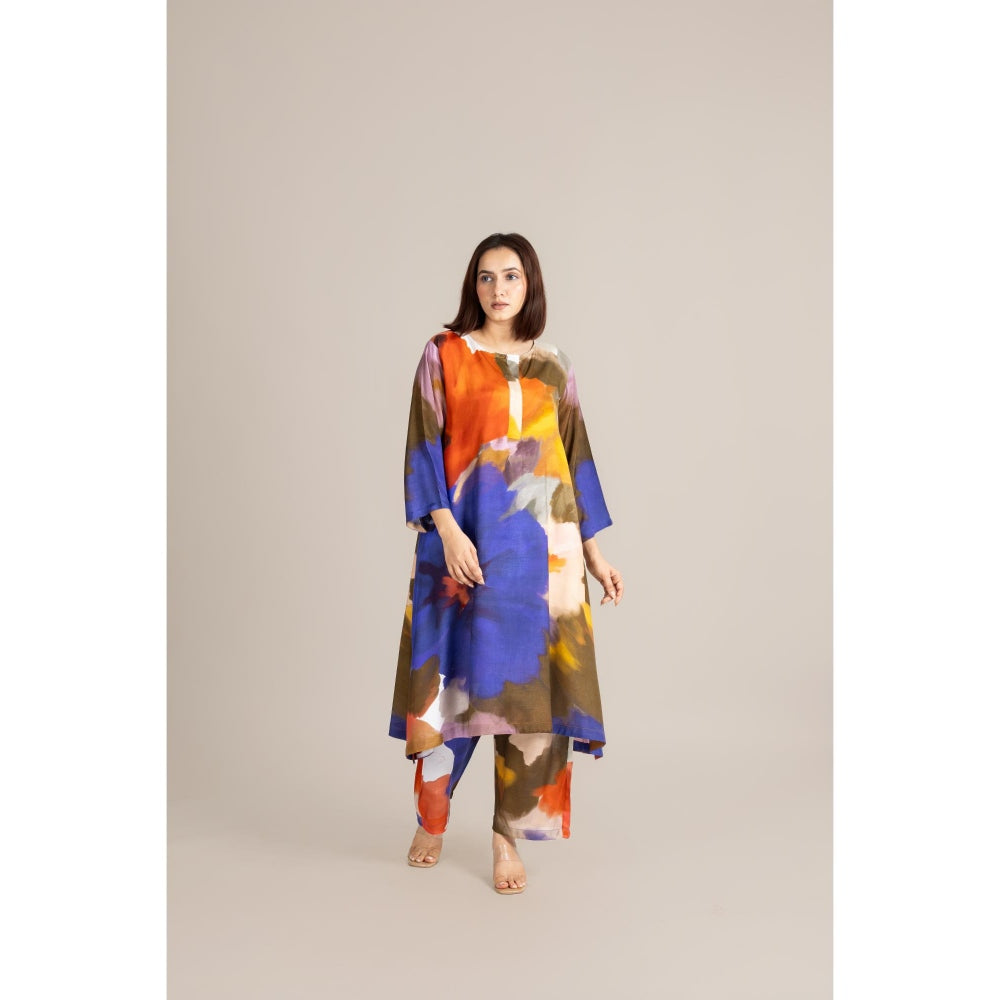 ETAR Multi-Colour Cosmin Crush Co-Ord Set