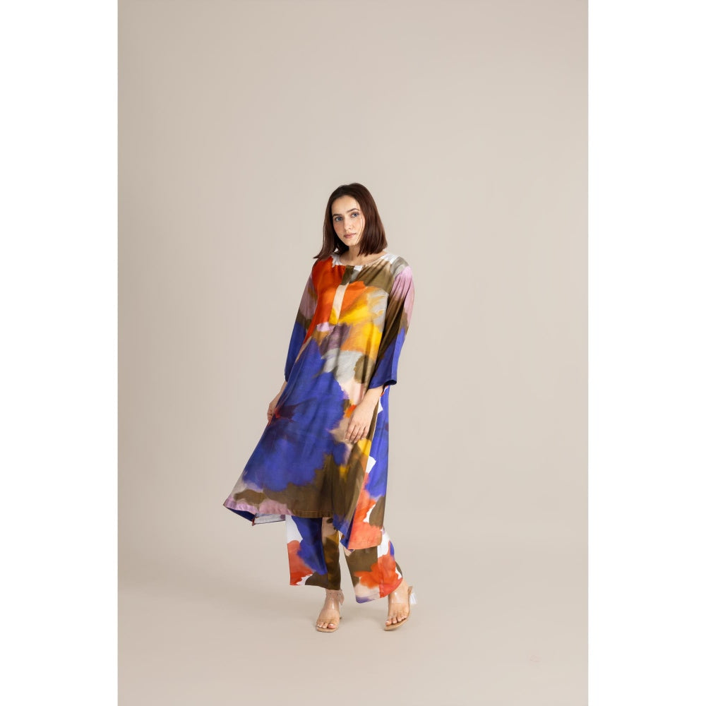 ETAR Multi-Colour Cosmin Crush Co-Ord Set