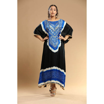 Etasha by Asha Jain Black Bandani Kaftan Dress