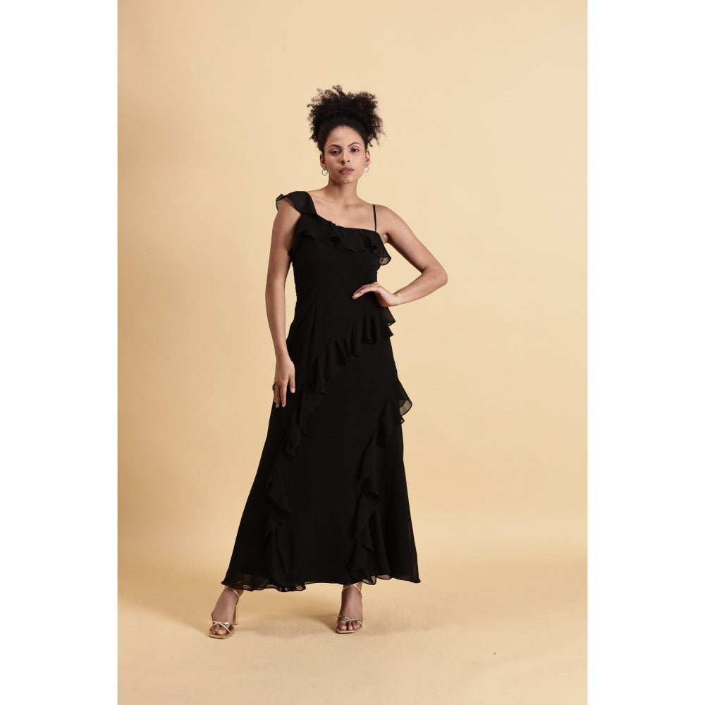 Fawn 24 Black Ruffle Noir Dress