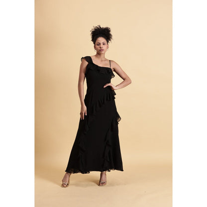 Fawn 24 Black Ruffle Noir Dress