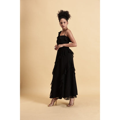Fawn 24 Black Ruffle Noir Dress