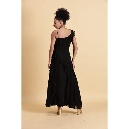 Fawn 24 Black Ruffle Noir Dress
