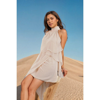Fawn 24 White Layered Halter Mini Dress