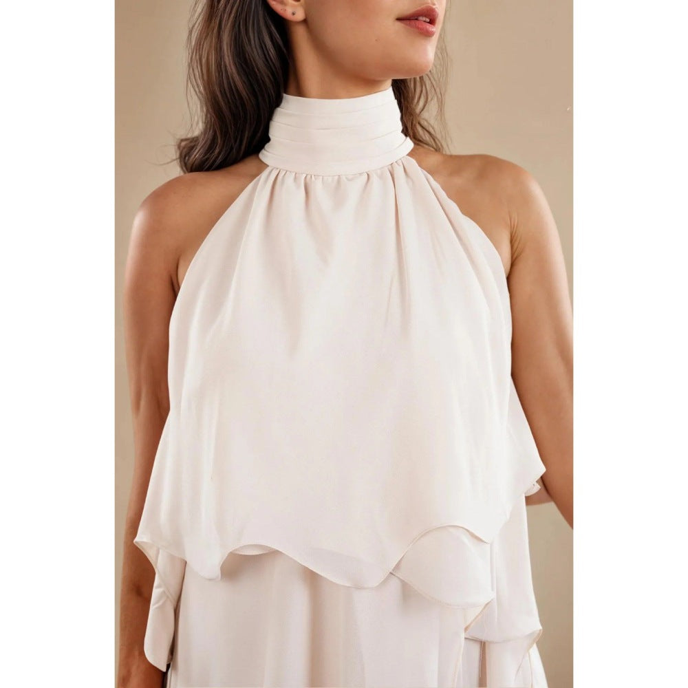 Fawn 24 White Layered Halter Mini Dress