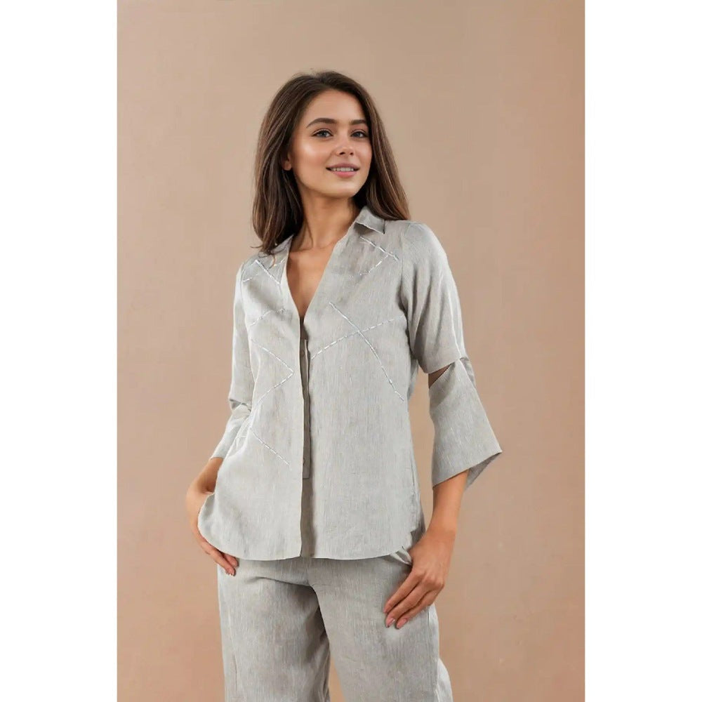 Fawn 24 Blue Dune Bell Sleeve Shirt