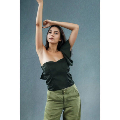 Fawn 24 Green Noir Ruched Top