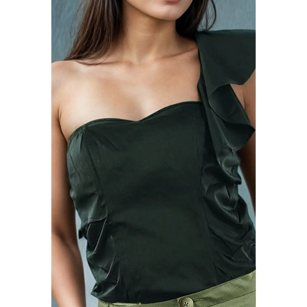 Fawn 24 Green Noir Ruched Top