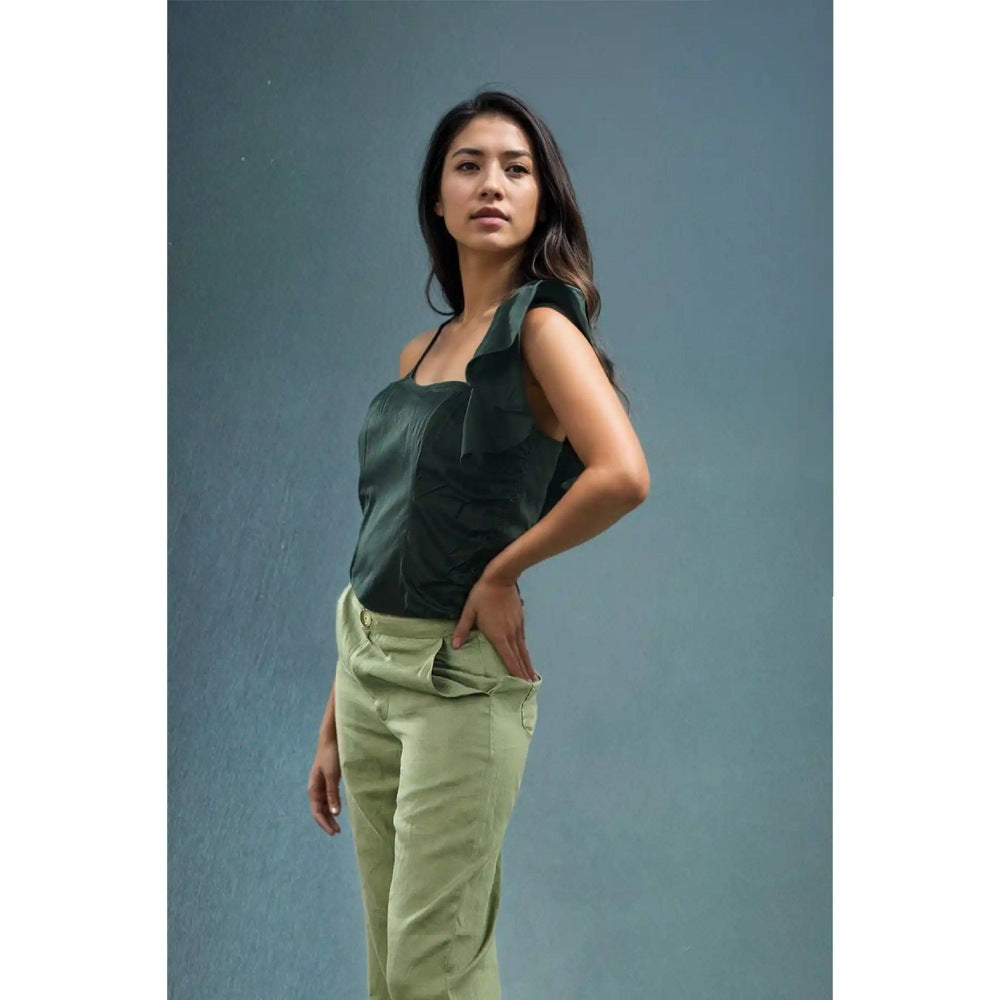 Fawn 24 Green Noir Ruched Top