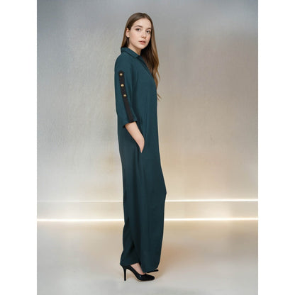 Fawn 24 Green Emerald Feathers Jumpsuit