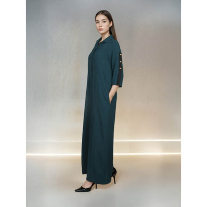 Fawn 24 Green Emerald Feathers Jumpsuit