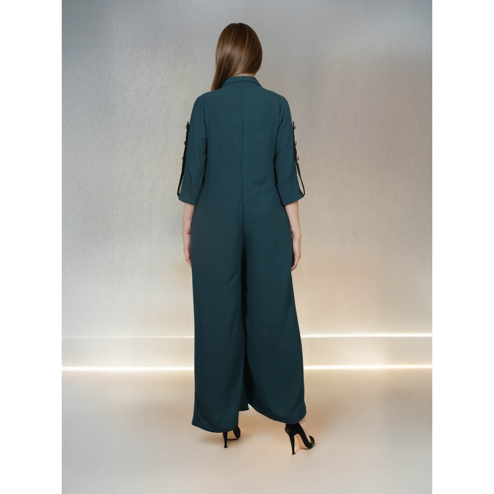 Fawn 24 Green Emerald Feathers Jumpsuit