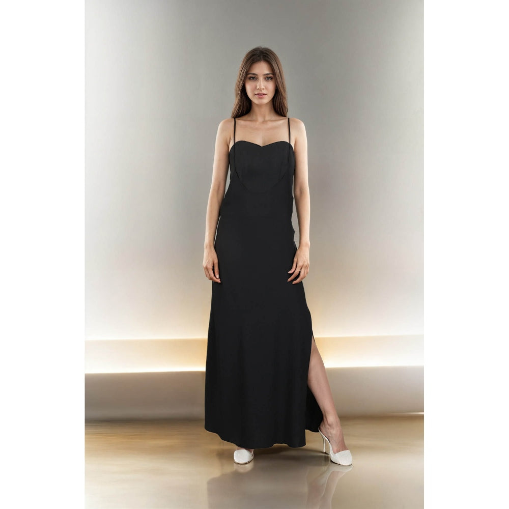 Fawn 24 Black Trapeze Maxi Dress